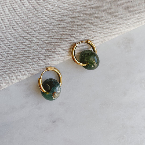 Creolen mit Naturstein - Moos Achat