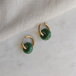 Creolen mit Naturstein - Malachit