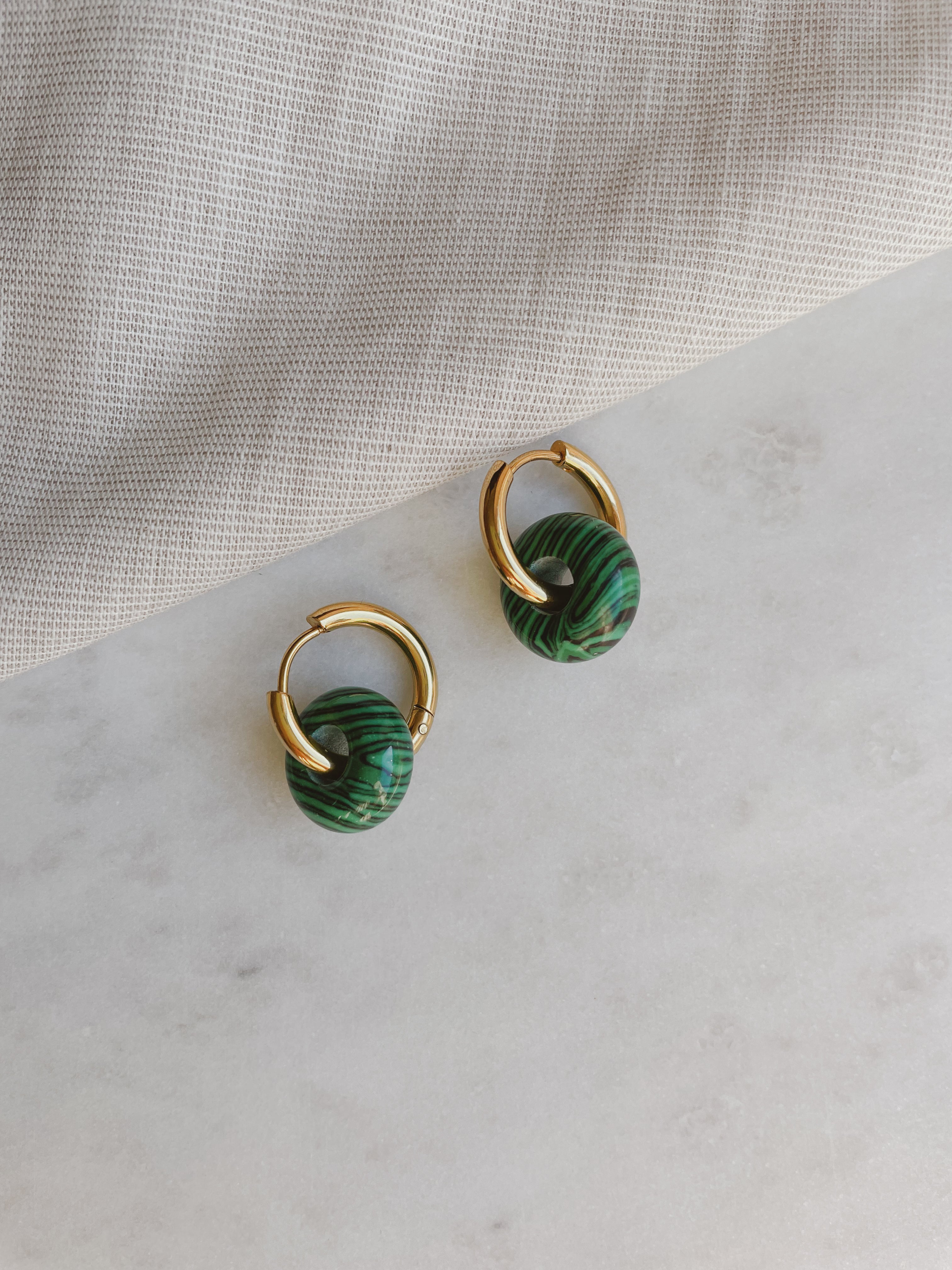 Creolen mit Naturstein - Malachit