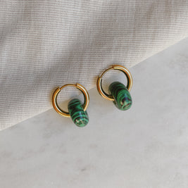 Creolen mit Naturstein - Malachit