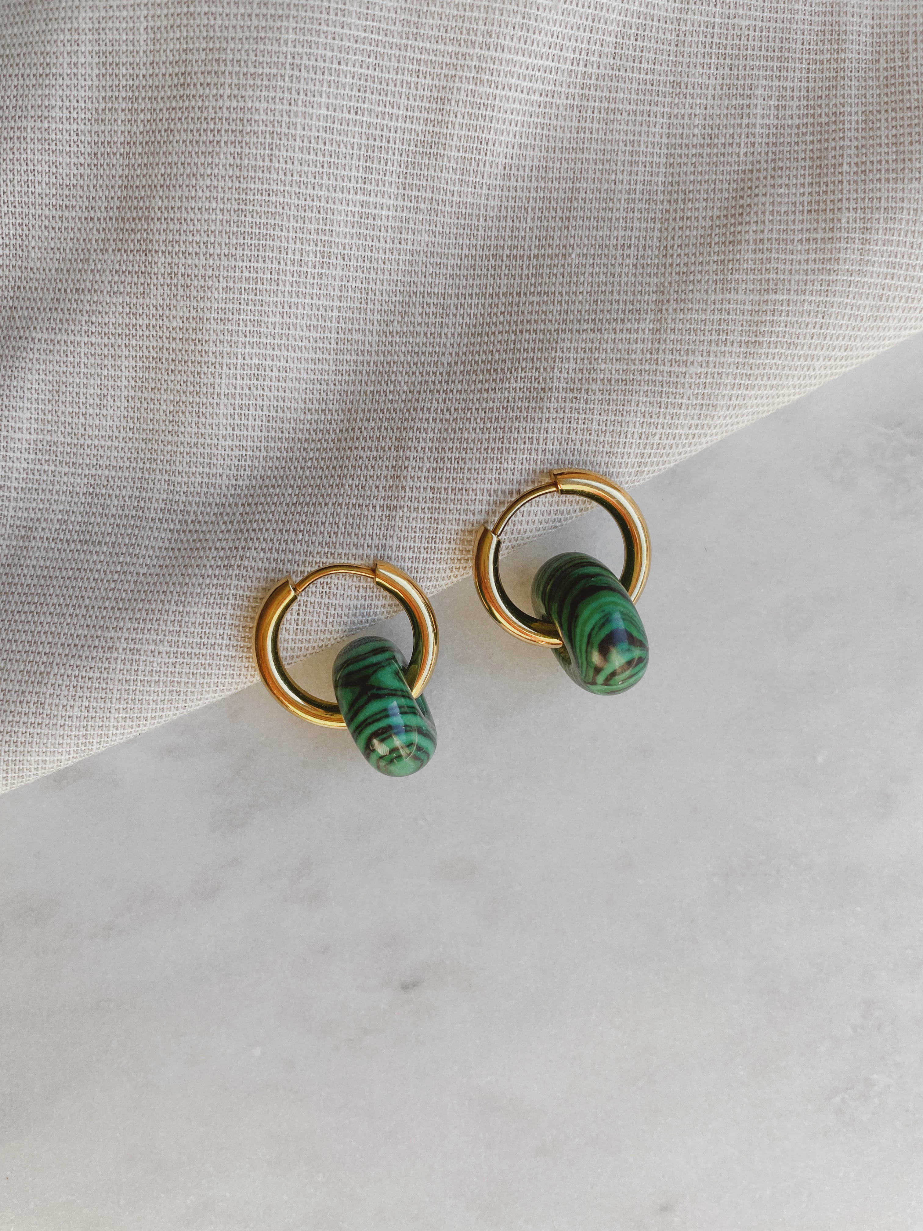 Creolen mit Naturstein - Malachit