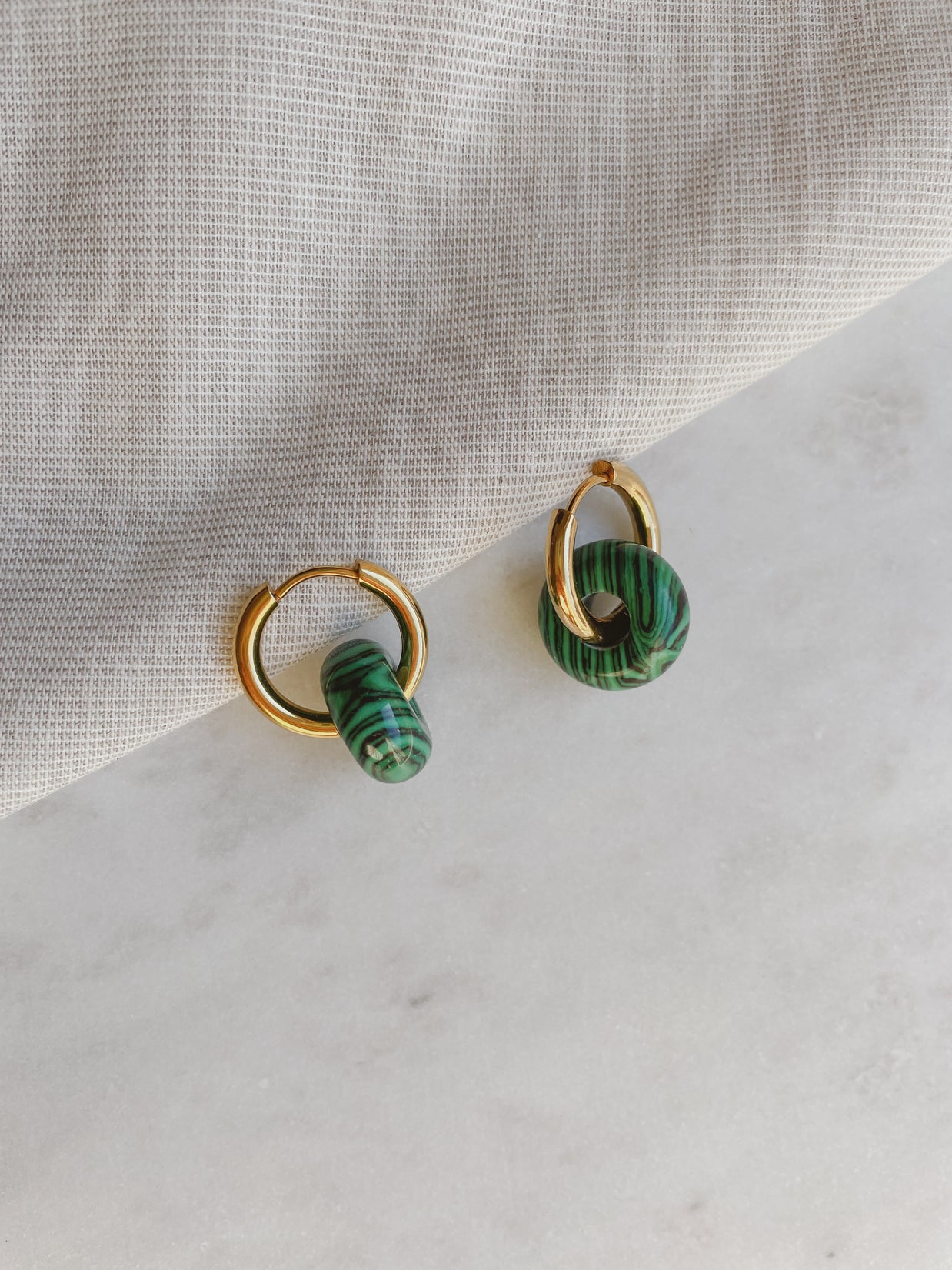 Creolen mit Naturstein - Malachit