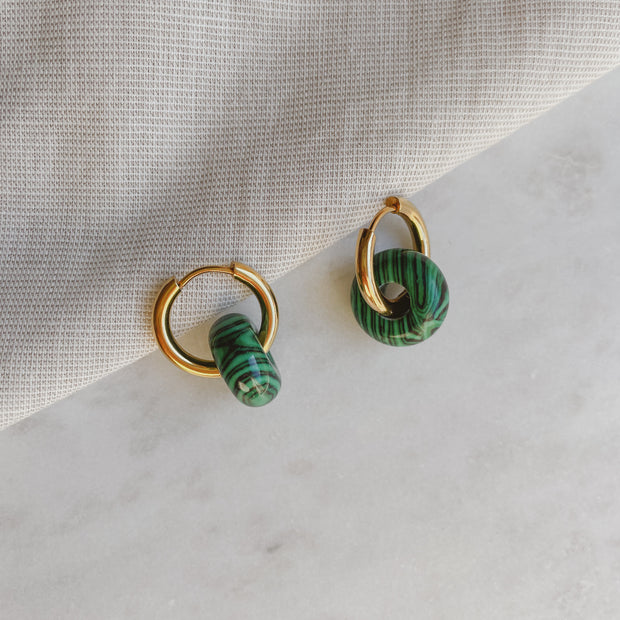 Creolen mit Naturstein - Malachit