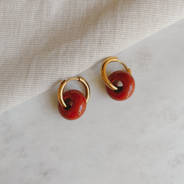 Creolen mit Naturstein - Jaspis Rot