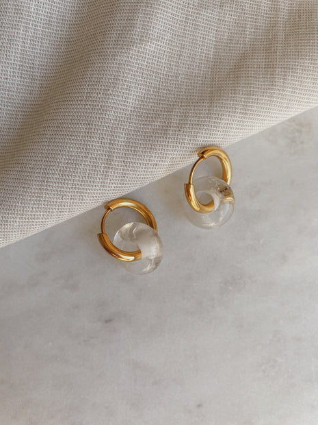 Creolen mit Naturstein - Bergkristall