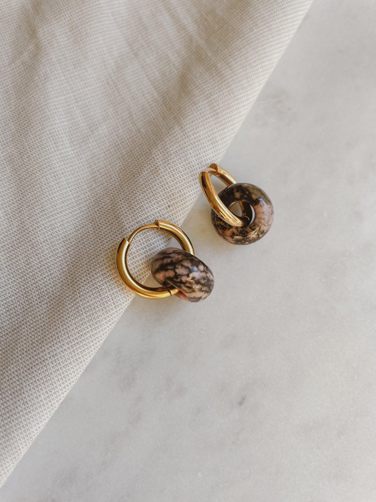 Creolen mit Naturstein - Rhodonit