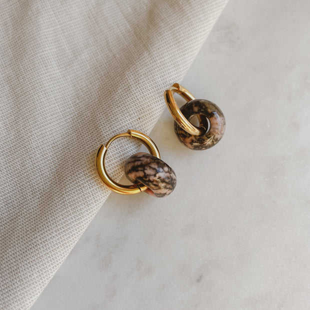 Creolen mit Naturstein - Rhodonit