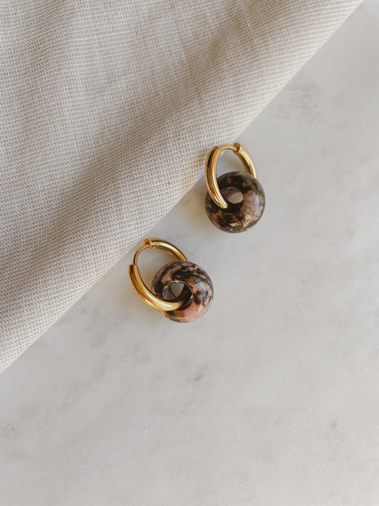 Creolen mit Naturstein - Rhodonit