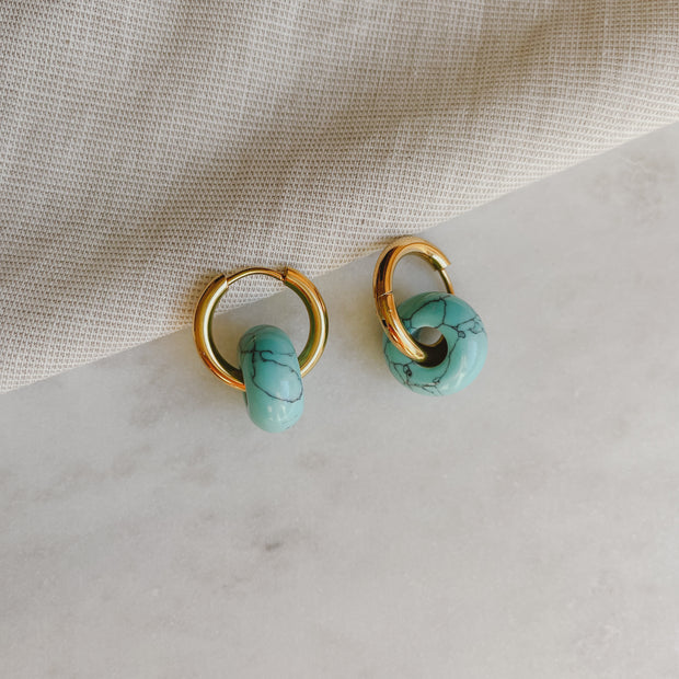 Creolen mit Naturstein - Türkis