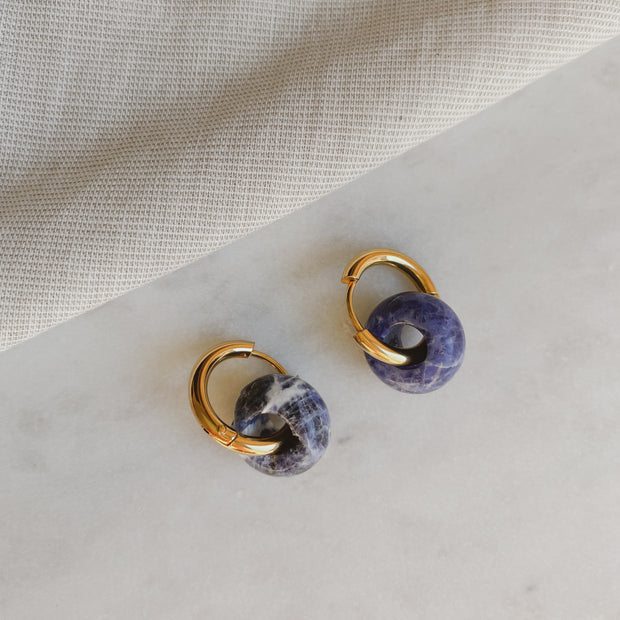 Creolen mit Naturstein - Sodalith Blau