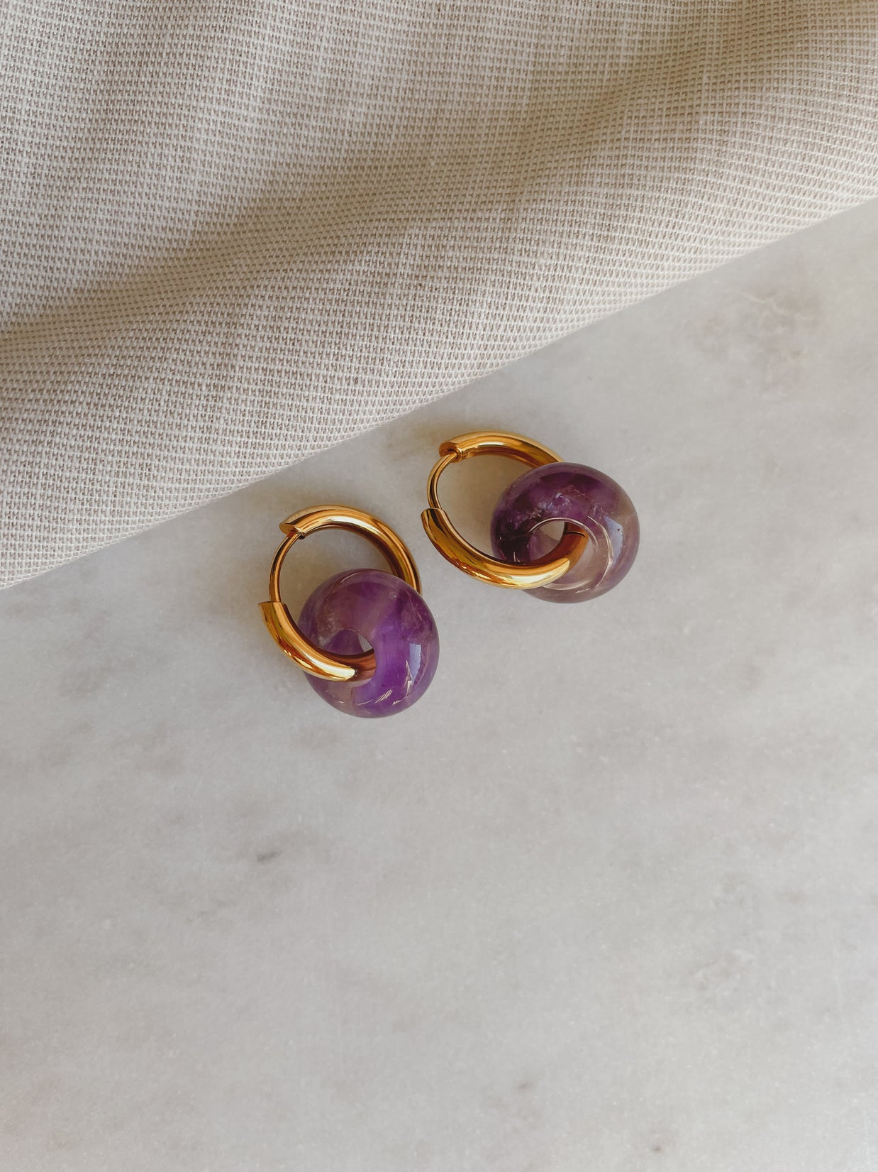Creolen mit Naturstein - Amethyst Lila