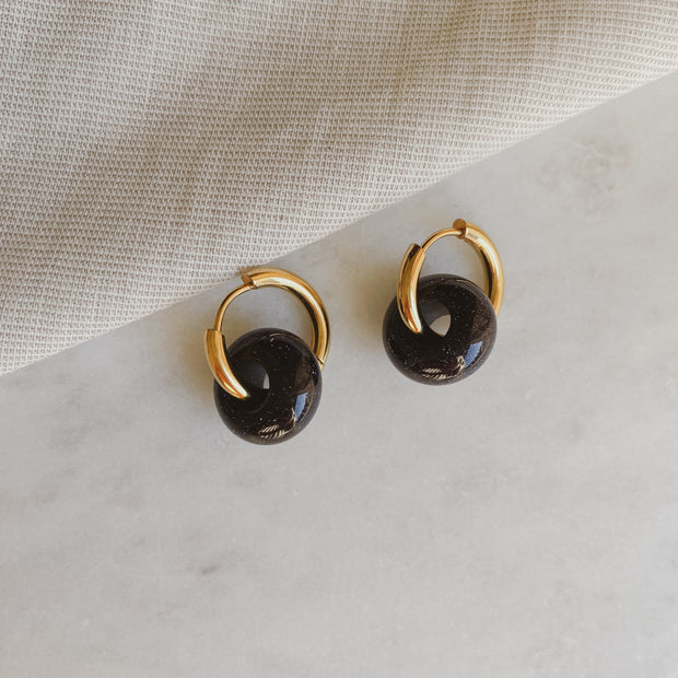 Creolen mit Naturstein - Galaxy Blaufluss