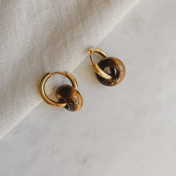 Creolen mit Naturstein - Tigerauge