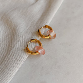 Mini Creolen mit Naturstein - Wassermelone Kristall